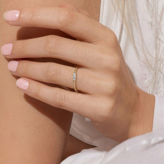 Illuminess™ Gold Vermeil Trio Textured Stacking Ring BLOOMTINE | Earth Angel HQ