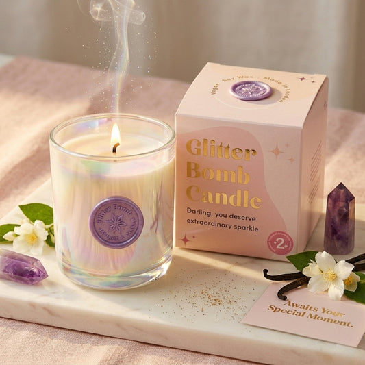 Pink Cosmos | Glitter Bomb™ Gift Candle Blackcurrant, Vanilla & Jasmine 280G BLOOMTINE | Earth Angel HQ