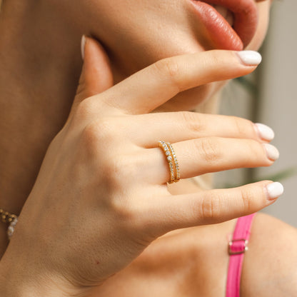 Illuminess™ Gold Vermeil Combi Stack Ring BLOOMTINE | Earth Angel HQ