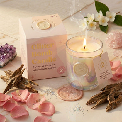Milky Way | Glitter Bomb™ Luxury Gift Candle In Coconut, Citrus & Vanilla 280G BLOOMTINE | Earth Angel HQ