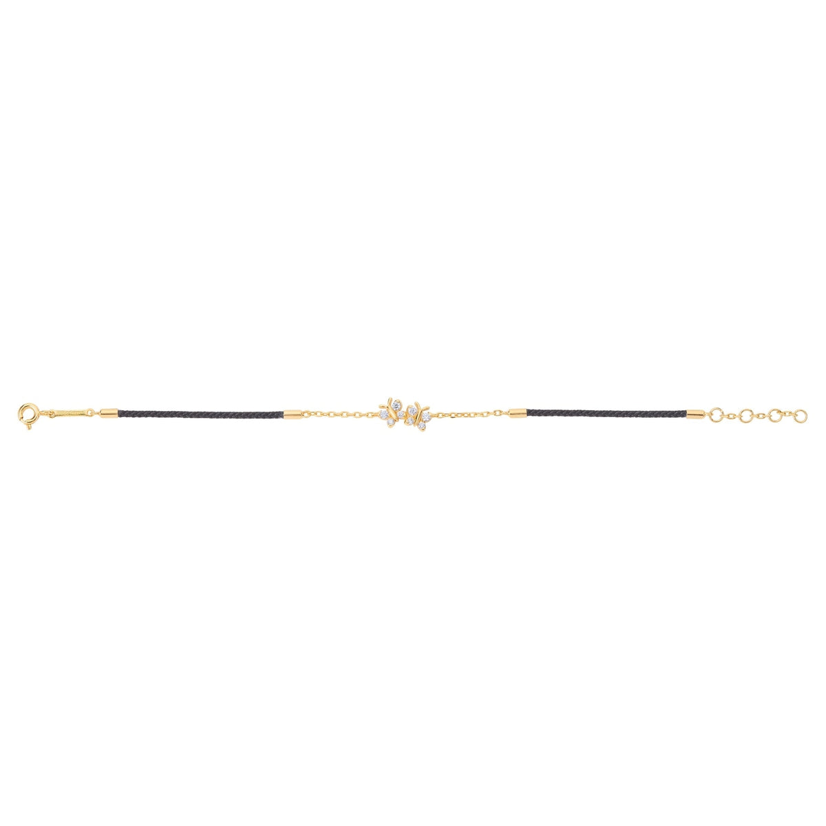 Enchanting Flutterfly™ Gold Vermeil Black Silk Cord Butterfly Bracelet BLOOMTINE | Earth Angel HQ