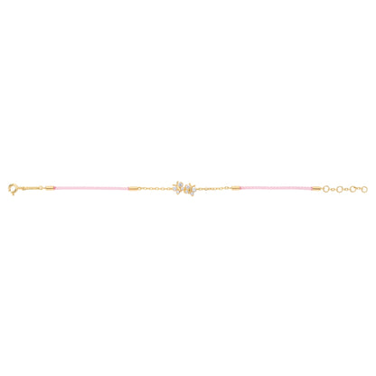 Enchanting Flutterfly™ Gold Vermeil Pink Silk Cord Butterfly Bracelet BLOOMTINE | Earth Angel HQ