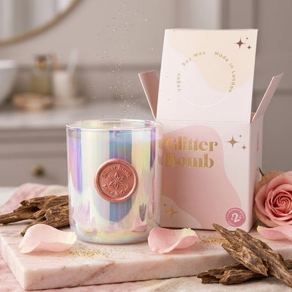 Rose Galaxy | Glitter Bomb™ Luxury Valentine Gift Candle In Rose & Oud 280G BLOOMTINE | Earth Angel HQ