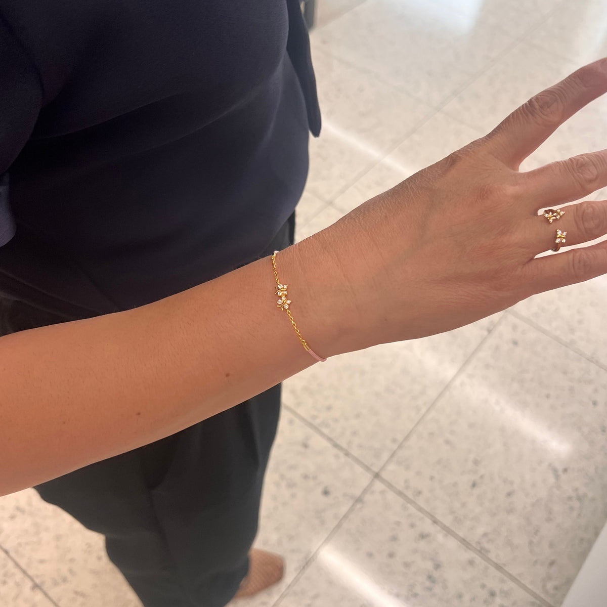 Enchanting Flutterfly™ Gold Vermeil Pink Silk Cord Butterfly Bracelet BLOOMTINE | Earth Angel HQ