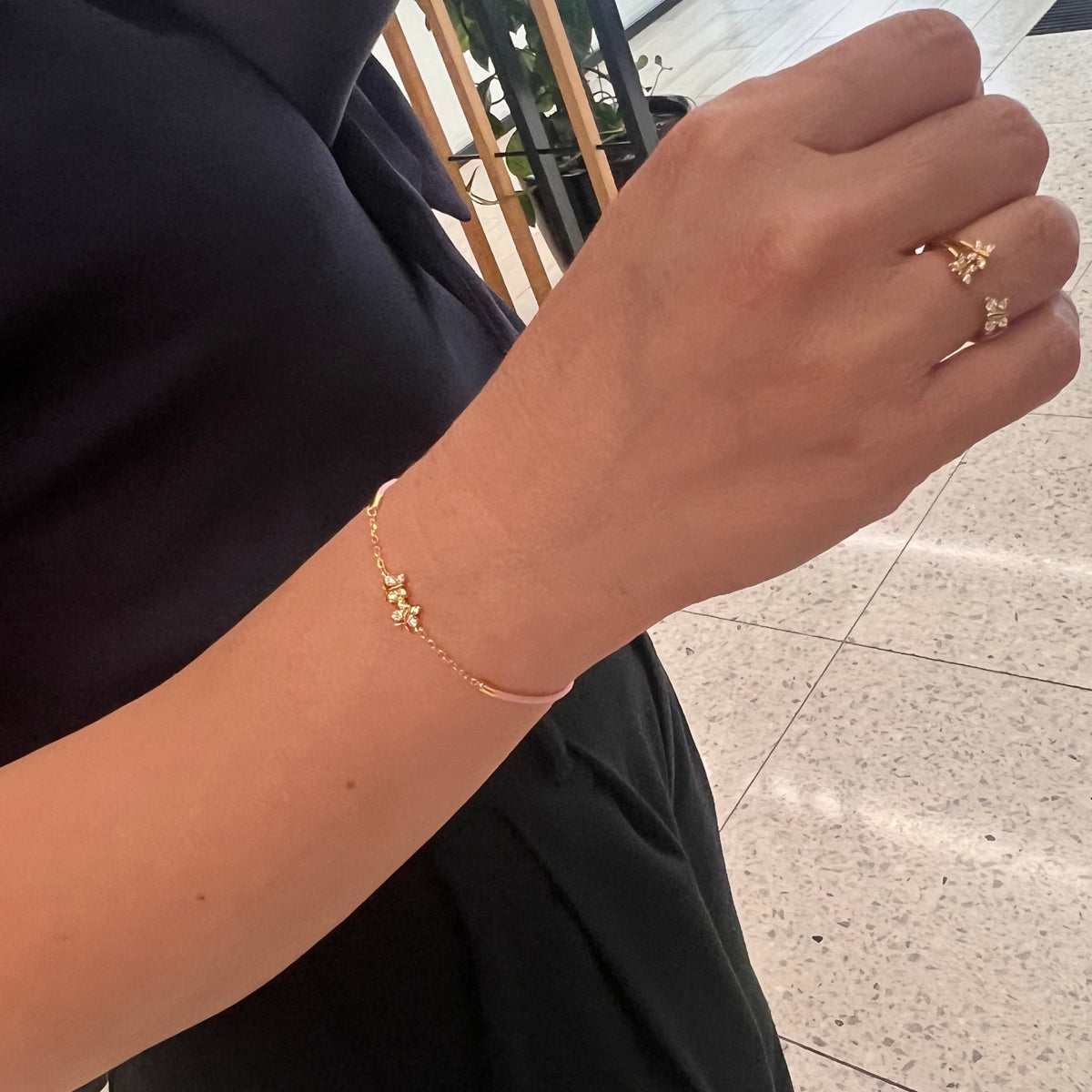 Enchanting Flutterfly™ Gold Vermeil Black Silk Cord Butterfly Bracelet BLOOMTINE | Earth Angel HQ
