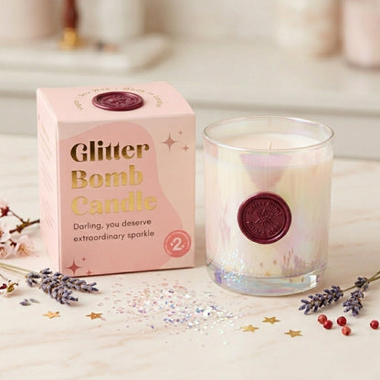 Plumphoria | Glitter Bomb™ Luxury Gift Candle In Plum & Rose 280G BLOOMTINE | Earth Angel HQ