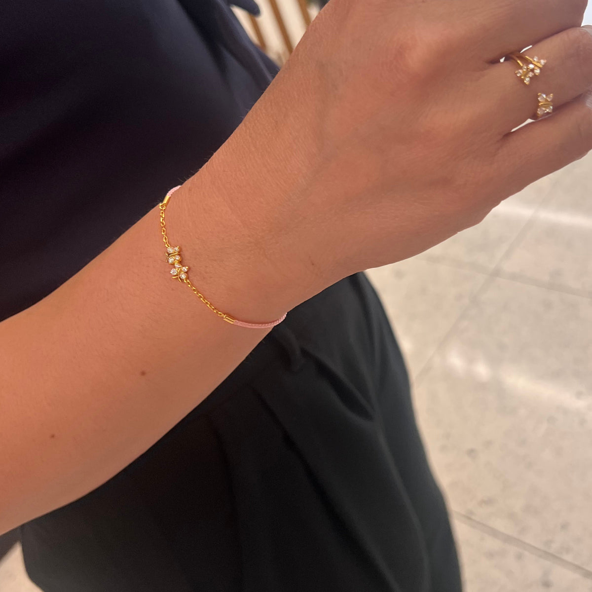 Enchanting Flutterfly™ Rose Gold Vermeil Silk Cord Butterfly Bracelet BLOOMTINE | Earth Angel HQ