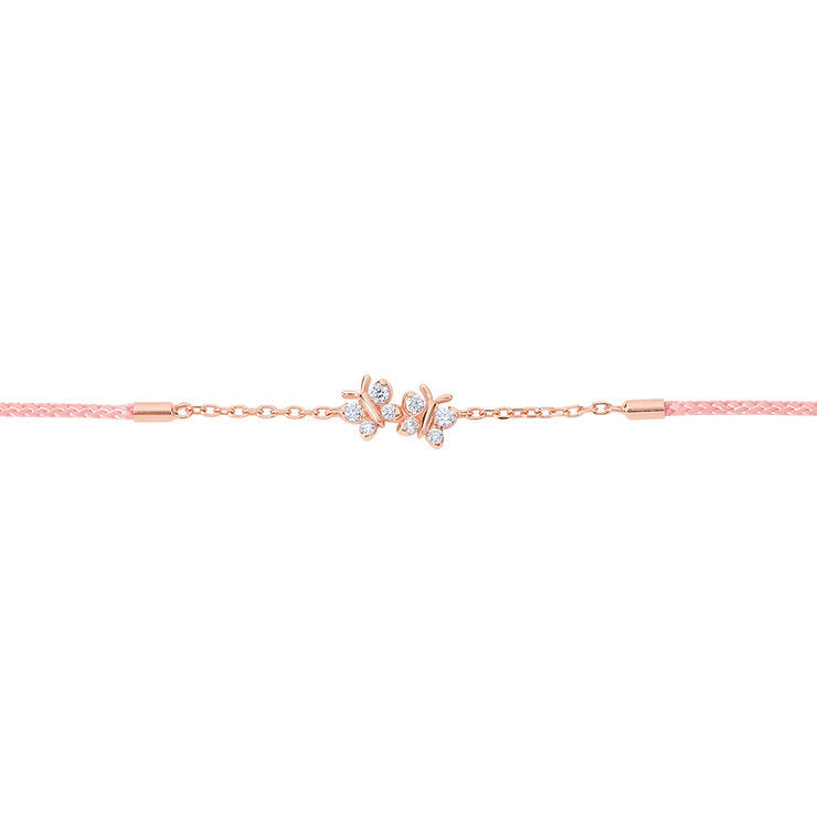 Enchanting Flutterfly™ Rose Gold Vermeil Silk Cord Butterfly Bracelet BLOOMTINE | Earth Angel HQ