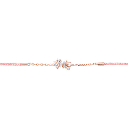 Enchanting Flutterfly™ Rose Gold Vermeil Silk Cord Butterfly Bracelet BLOOMTINE | Earth Angel HQ