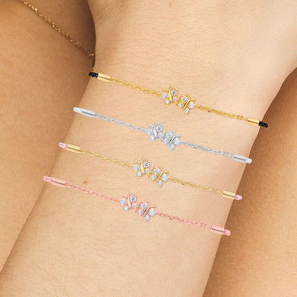 Enchanting Flutterfly™ (Butterfly) Sterling Silver Silk Cord Bracelet BLOOMTINE | Earth Angel HQ