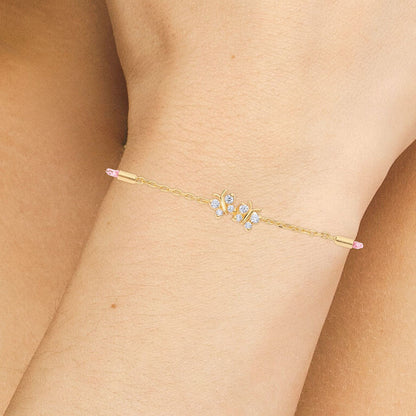 Enchanting Flutterfly™ Gold Vermeil Pink Silk Cord Butterfly Bracelet BLOOMTINE | Earth Angel HQ