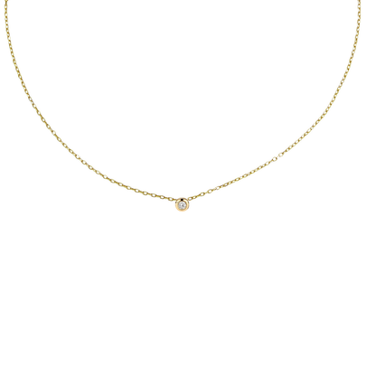 Illuminess™ Gold Vermeil 'Light Inside Her' Single Moissanite Stone Choker Necklace BLOOMTINE | Earth Angel HQ