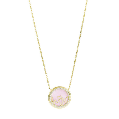 Loves Frequency™ 18K Gold Pink Opal Diamond Heartbeat Necklace BLOOMTINE | Earth Angel HQ