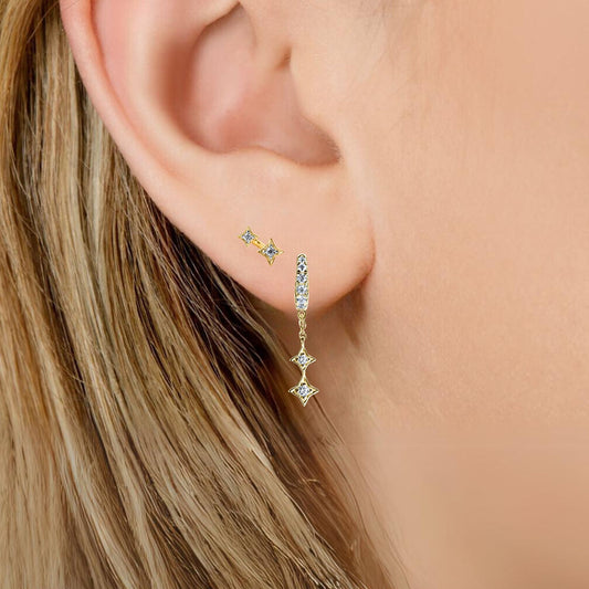 Illuminess™ Moissanite Gold Vermeil Shooting Star Studs BLOOMTINE | Earth Angel HQ