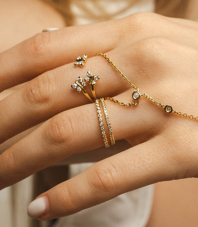 Illuminess™ Gold Vermeil French Pave Eternity Stacking Ring BLOOMTINE | Earth Angel HQ
