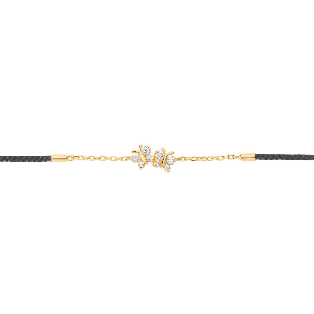 Enchanting Flutterfly™ Gold Vermeil Black Silk Cord Butterfly Bracelet BLOOMTINE | Earth Angel HQ