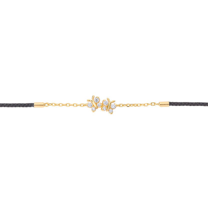 Enchanting Flutterfly™ Gold Vermeil Black Silk Cord Butterfly Bracelet BLOOMTINE | Earth Angel HQ