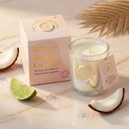 Milky Way | Glitter Bomb™ Luxury Gift Candle In Coconut, Citrus & Vanilla 280G BLOOMTINE | Earth Angel HQ
