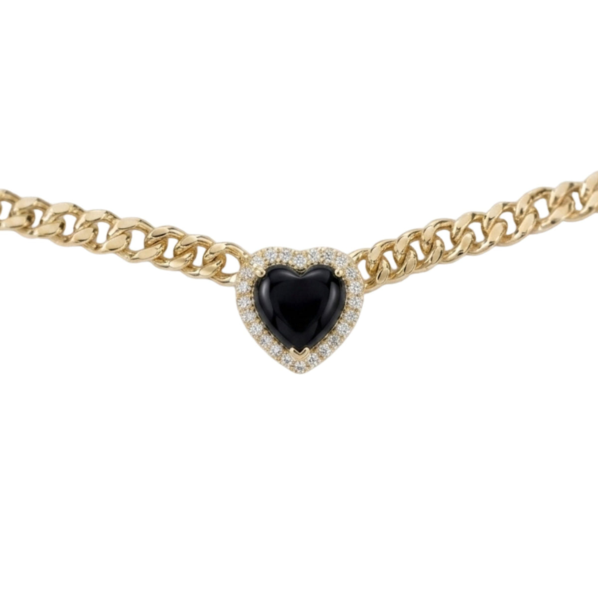 Loves Frequency™ Gold Heart Necklace with Black Onyx BLOOMTINE | Earth Angel HQ