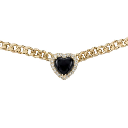 Loves Frequency™ Gold Heart Necklace with Black Onyx BLOOMTINE | Earth Angel HQ