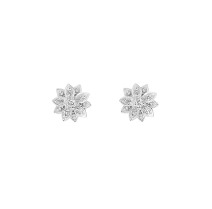 Eternal Bloom™ 14K White Gold Lotus Flower Diamond Earrings image 0