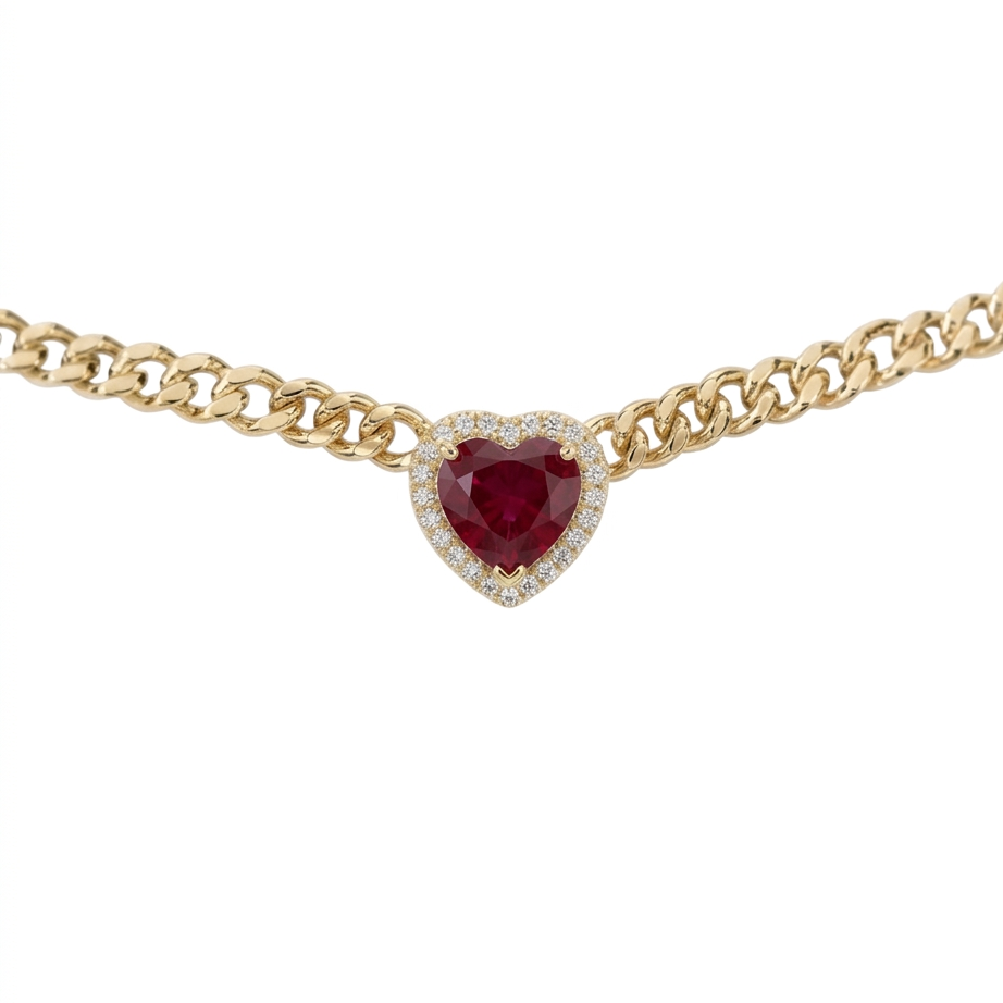 Loves Frequency™ Gold Heart Necklace with Ruby BLOOMTINE | Earth Angel HQ