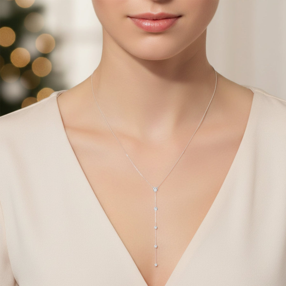 Illuminess™ Sterling Silver Diamond Goddess Sparkle Lariat BLOOMTINE | Earth Angel HQ