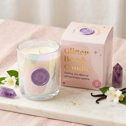 Pink Cosmos | Glitter Bomb™ Gift Candle Blackcurrant, Vanilla & Jasmine 280G BLOOMTINE | Earth Angel HQ