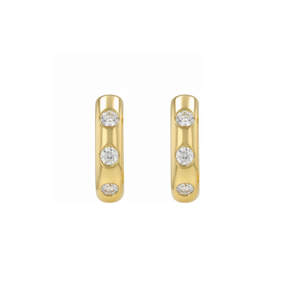 BLOOMTINE Mini Halo Wings gold earrings. These celestial-themed hoop earrings are crafted in 14K Gold Vermeil with flush-set moissanite. Ideal gold earrings for a curated ear stack or a luxury gift.
