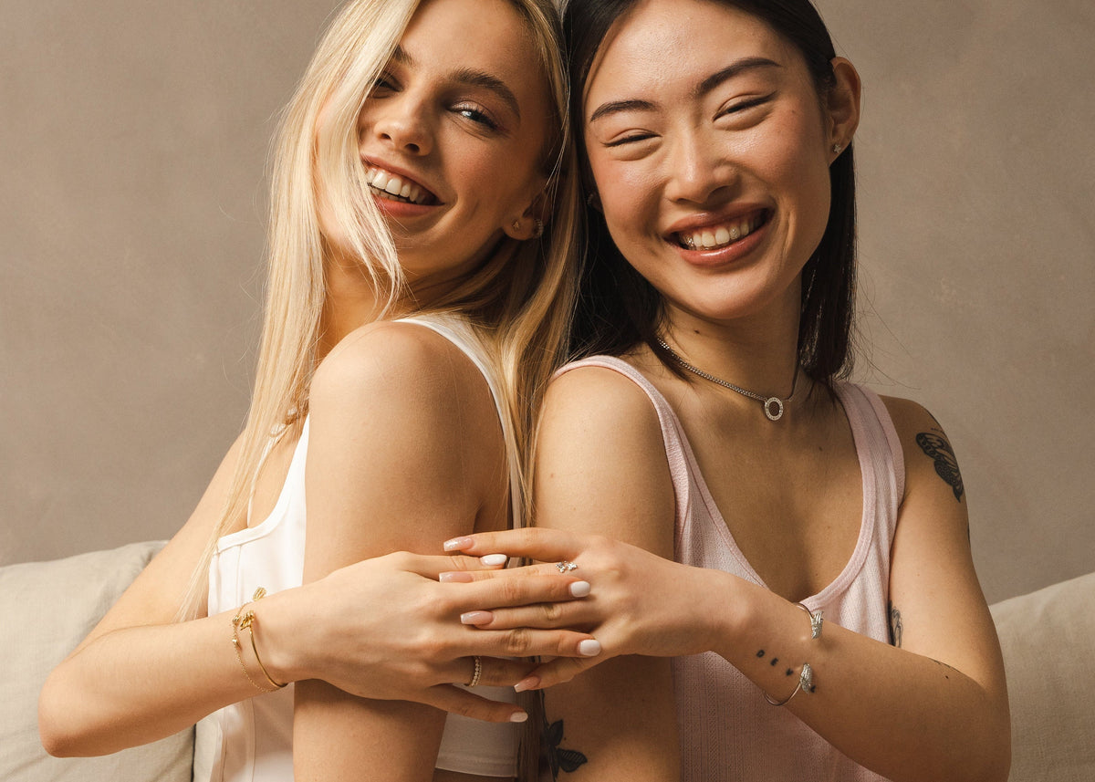 BLOOMTINE silver and gold jewellery gift ideas as showcased by stylish customers, demonstrating elegant pieces perfect for meaningful gifting 