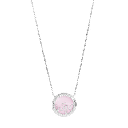 Bloomtine-Loves-Frequency-sterling-silver-heartbeat-locket. A detailed-close-up-view of a 925-sterling-silver-heart-locket featuring-multiple-shimmering-gemstones along the-heartbeat-rhythm-path. This-sentimental-pendant is displayed-on-a-clean-white-background, showcasing the-high-polish-finish and intricate-stone-setting. As-part-of-the-Loves-Frequency-collection, this-multi-gemstone-locket represents-a-meaningful-gift-for-her, combining-luxury-materials with a-unique-symbolic-design