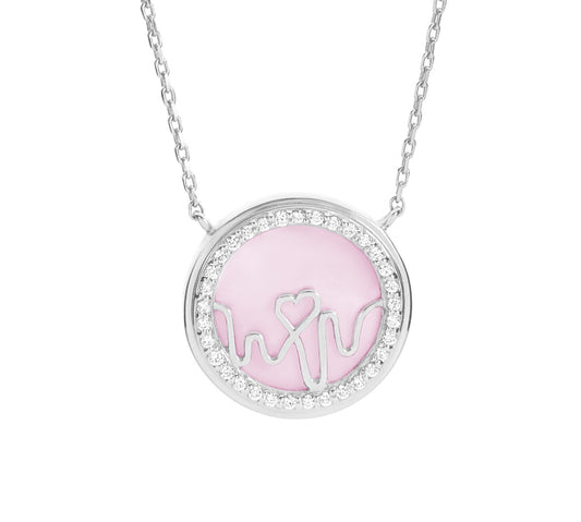 Loves-Frequency-sterling-silver-heartbeat-locket-necklace. A professional-product-shot of a unique-925-sterling-silver-heart-locket featuring an intricate-heartbeat-rhythm-design-embellished with multiple-gemstones. This-sentimental-jewellery-piece is shown-on-a-clean-white-background, highlighting the-fine-craftsmanship and sparkling-prestige-stones. An-ideal-romantic-gift-for-her, this-Bloomtine-locket combines-meaningful-symbolism with a-luxury-silver-finish