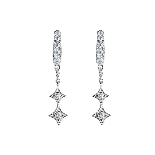 Illuminess™ Mini Sterling Silver Shooting Star Huggies image 0. mini-shooting-star-huggies-sterling-silver-moissanite-celestial-earrings
