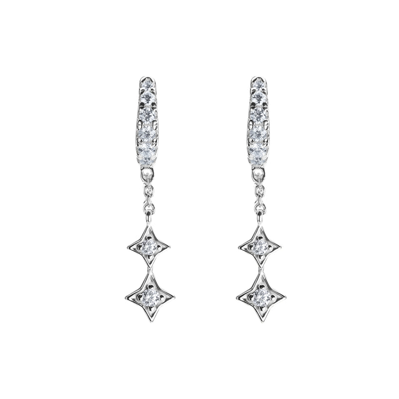 Illuminess™ Mini Sterling Silver Shooting Star Huggies image 0. mini-shooting-star-huggies-sterling-silver-moissanite-celestial-earrings